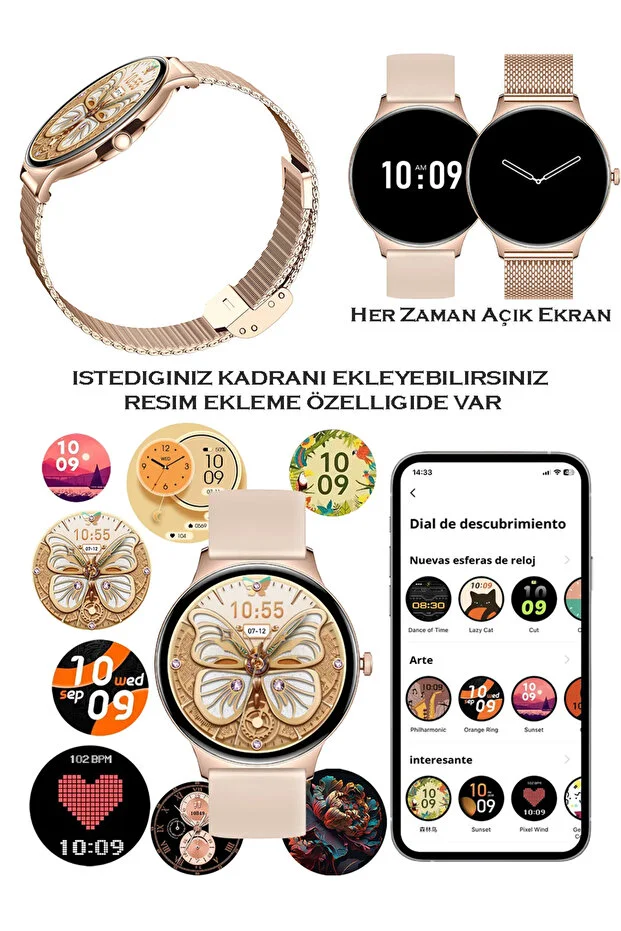 XİAMOİ Redmi Note 13 Pro Uyumlu Su Geçirmez Akıllı Saat Metal Kordon Amoled Ekran 1.43 inç